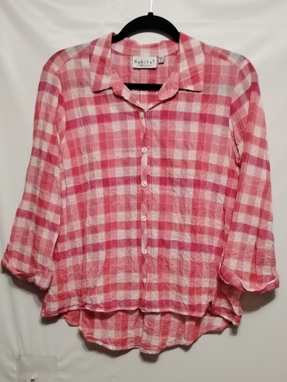 Habitat Pink and White Plaid Button-Down Cottagecore Shirt